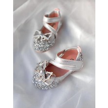 Stella Butik Kız Çocuk Taşlı Fiyonklu Babet Suni Deri Termoplastik Taban ile Şık Tasarım