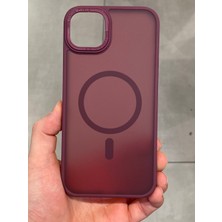 Iphone 14 Plus ve 15 Plus Uyumlu Magsafe Destekli Buzlu Sert Yüzey ve Silikon Kenarlı Telefon Kılıfı