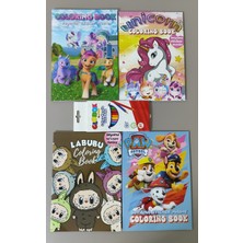 Ada Çanta Kırtasiye 4 Adet Stickerli Boyama Kitabı ve 12 Li Kuru Boya Kalemi (PONNY/UNICORN/LABUBU/PAWPATROL)AD2451