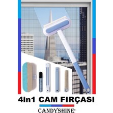 CandyShine 4in1 Çok Fonksiyonlu Fırça - Pencere Camı Çekçek Tv Camı Koltuk Halı Tüy Toplama Temizleme Fırçası