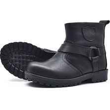 Stella Butik Hakiki Deri Siyah Fermuarlı Çocuk Çizme Bot