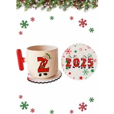 Mio Life Yeni Yıl Christmas Yılbaşı Özel Seri Z Harfli Kırmızı Y Kulp Lüks Fincan ve Bardak Altı Seti