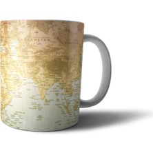Mio Life Eskitme Dünya Haritası Tasarım Baskılı Porselen Kupa Bardak - COG001