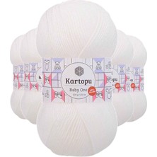 Kartopu 5 Adet Baby One Tüylenmeyen El Örgü Ipi Yünü Kar Beyaz K010