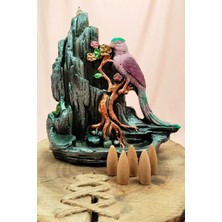 Royaleks Buyuk Boy Kuş Figürlü Biblo Model Geri Akış Şelale Tütsülük 5 Adet Koni Hediye