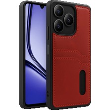 Realme Note 50 4g Kılıf Sara Kartvizitli Deri Kılıf - Kırmızı KAYALI27-Y7898UKY