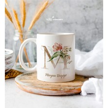 Mio Life Kişiye Özel M Harfli Isimli Beyaz Kupa Bardak - Sevgiliye Hediye, Arkadaşa