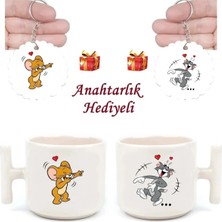 Mio Life Tom ve Jerry Baskılı Sevgili Aşk 2'li El Yapımı T Kulplu Fincan