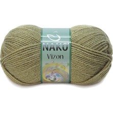 Nako 5 Adet Vizon Premium Akrilik El Örgü Ipi Yünü Renk NO:268 Asker Yeşil