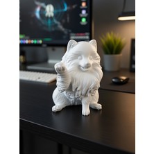 Generic Pomeranian Köpek Biblo 15X13 cm Beyaz Boyasız 3D Baskı Dekoratif Figür Heykelcik Masaüstü Dekor Koleksiyon Hediyelik