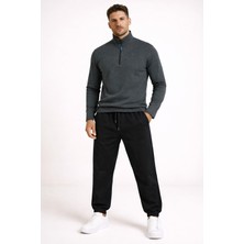 Hmoavm Defduu Store Erkek Siyah Yarım Fermuarlı Eşofman Takımı