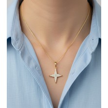 Hoolya Design Xuping Yıldız Zirkon Taşlı 14K Gold Premium Çelik Kolye