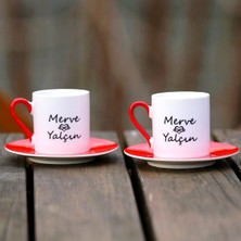 Zoommatik Sevgiliye Hediye Isimli Çiftlere Özel Ikili Türk Kahvesi Fincan Takımı