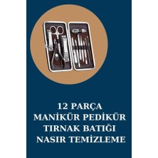 Hsc Bilişim 12 Parça Manikür Pedikür Seti Özel Deri Çanta El Ayak Bakımı Akne ve Sivilce Temizleme