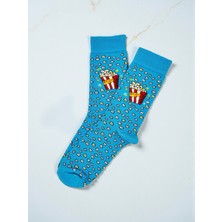 G Socks Turkuaz Patlamış Mısır Popcorn Desenli Renkli Çorap