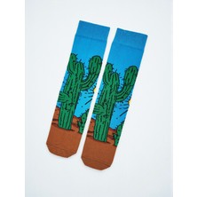G Socks Kaktüs ve Çöl Desenli Renkli Çorap