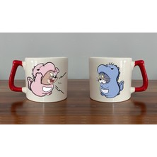 Mio Life Tom ve Jerry Baskılı Çift 2'li Lüks Kupa Bardak