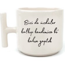 Mio Life Motto Söz Beyaz Rengi Eğlenceli Yazılı Esprili Özel Tasarım El Yapımı T Kulplu Fincan