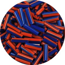 Royaleks Uzun Boru Kesme Boncuk Çap 2mm Uzunluk 10 mm - 60 Gram - Turuncu Mavi - BNC277