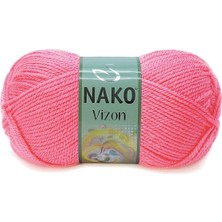 Nako 5 Adet Vizon Premium Akrilik El Örgü Ipi Yünü Renk NO:236 Gül Pembe