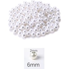 Royaleks 100 Gram 6mm Beyaz Renk Plastik Inci Boncuk Çanta ve Takı Yapım Boncuğu (~750 Adet)