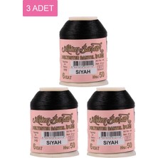 3 Adet Altınbaşak Oya ve Dantel Ipi 20 gr - Royaleks - No: Siyah