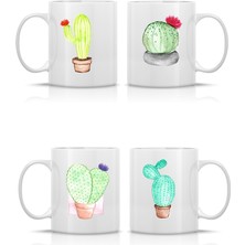 Mio Life Cactus Kaktüs Sevimli Kaktüs 4'lü Set Kupa Bardak