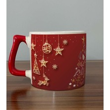 Mio Life Çam Ağacı Süsleri Baskılı Kırmızı Kulplu D Yılbaşı Kupası