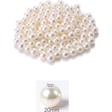 Royaleks 100 Gram 20MM Krem Renk Plastik Inci Boncuk Çanta ve Takı Yapım Boncuğu (~20 Adet)