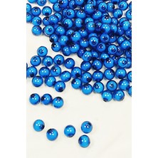 Royaleks Yuvarlak Boncuk Içten Boncuklu Bileklik Çanta Boncuğu 8 mm 50 gr Mavi - BNC468