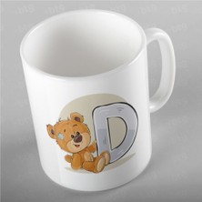 Mio Life D Harfi ve Sevimli Ayıcık Baskılı Porselen Kupa Bardak - ANI006