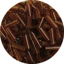 Royaleks Uzun Boru Kesme Boncuk Çap 2mm Uzunluk 10 mm - 60 Gram - Şeffaf Kahverengi - BNC285