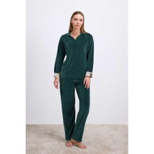 MOTTO10 Butik Uzun Kollu Kadife Sweatshirt ve Pantolon Pijama Takımı