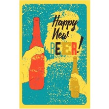 Kuşe Kağıt Duvar Posteri Happy New Beer Retro DRTR0032