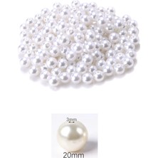 Royaleks 50 Gram 20MM Beyaz Renk Plastik Inci Boncuk Çanta ve Takı Yapım Boncuğu (~10 Adet)