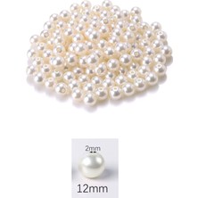 Royaleks 100 Gram 12MM Krem Renk Plastik Inci Boncuk Çanta ve Takı Yapım Boncuğu (~80 Adet)