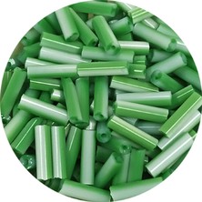 Royaleks Uzun Boru Kesme Boncuk Çap 2mm Uzunluk 10 mm - 20 Gram - Yeşil Beyaz - BNC247