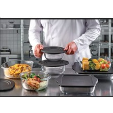 Paşabahçe Kapaklı Borcam Seti - 5 Parça Borcam Çeyiz Seti Kapaklı Saklama Seti Gri