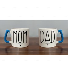 Mio Life Mom Dad The Best Baskılı Çift 2'li Lüks Kupa Bardak