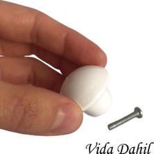 Aspol 4 Ad. Beyaz Mantar Düğme Kulp Mobilya Çekmece Dolap Kapak Kulbu Metal Kulp Aksesuarları Vidalı