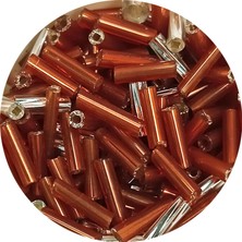 Royaleks Uzun Boru Kesme Boncuk Çap 2mm Uzunluk 10 mm - 60 Gram - Kahverengi Gümüş - BNC301