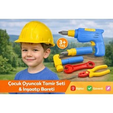 Özdemir Oyuncak 3+ Yaş Çocuk Oyuncak Tamir Seti – Inşaatçı Bareti Hediyeli Matkap Tornavida Seti 5+1 parça
