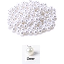 Royaleks 50 Gram 10MM Beyaz Renk Plastik Inci Boncuk Çanta ve Takı Yapım Boncuğu (~95 Adet)