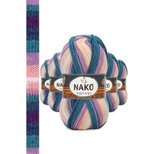 Nako 5 Adet Vega Stripe Premium Akrilik El Örgü Ipi Yünü No: 82416