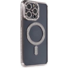Pazarcan Iphone 14 Pro Kılıf Joke Simli Magneticsafe Kılıf - Gri