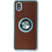 Pazarcan Samsung Galaxy A01 Core Kılıf Montreal Yüzüklü Silikon Kapak - Buz Mavi