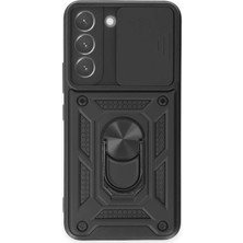 Pazarcan Samsung Galaxy S23 Fe Kılıf Pars Lens Yüzüklü Silikon - Siyah