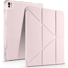 Pazarcan Ipad Air 13 (2024) Kılıf Kalemlikli Mars Tablet Kılıfı - Rose Gold