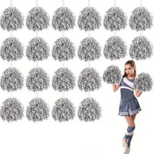 Pazarcan 10 Çift ( 20 Adet ) Gümüş Renk 23 Nisan 19 Mayıs 29 Ekim Okul Gösteri Ponponları