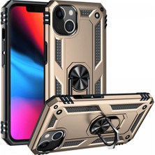Pazarcan Iphone 14 Kılıf Sofya Yüzüklü Silikon Kapak - Gold